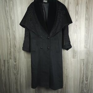 Vintage Forstmann Womens Peacoat Black Buttons Lined Shawl Lapel Pockets Sz 6